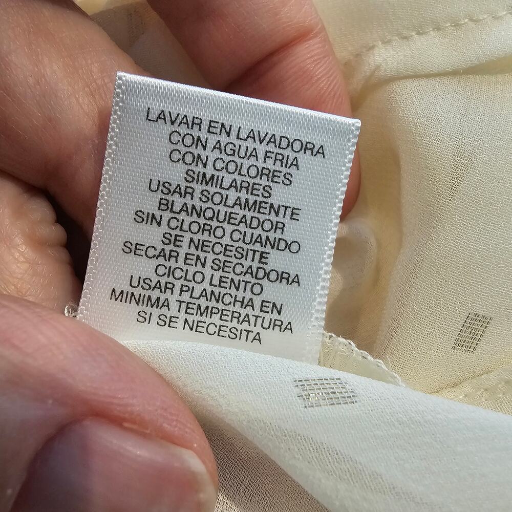 Liz Claiborne S Cream Peasant Blouse Gold Metallic Romantic Cottagecore Top - Picture 12 of 14